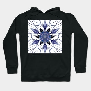 Cartoon Mandala Flower Purple Blue and White Hoodie